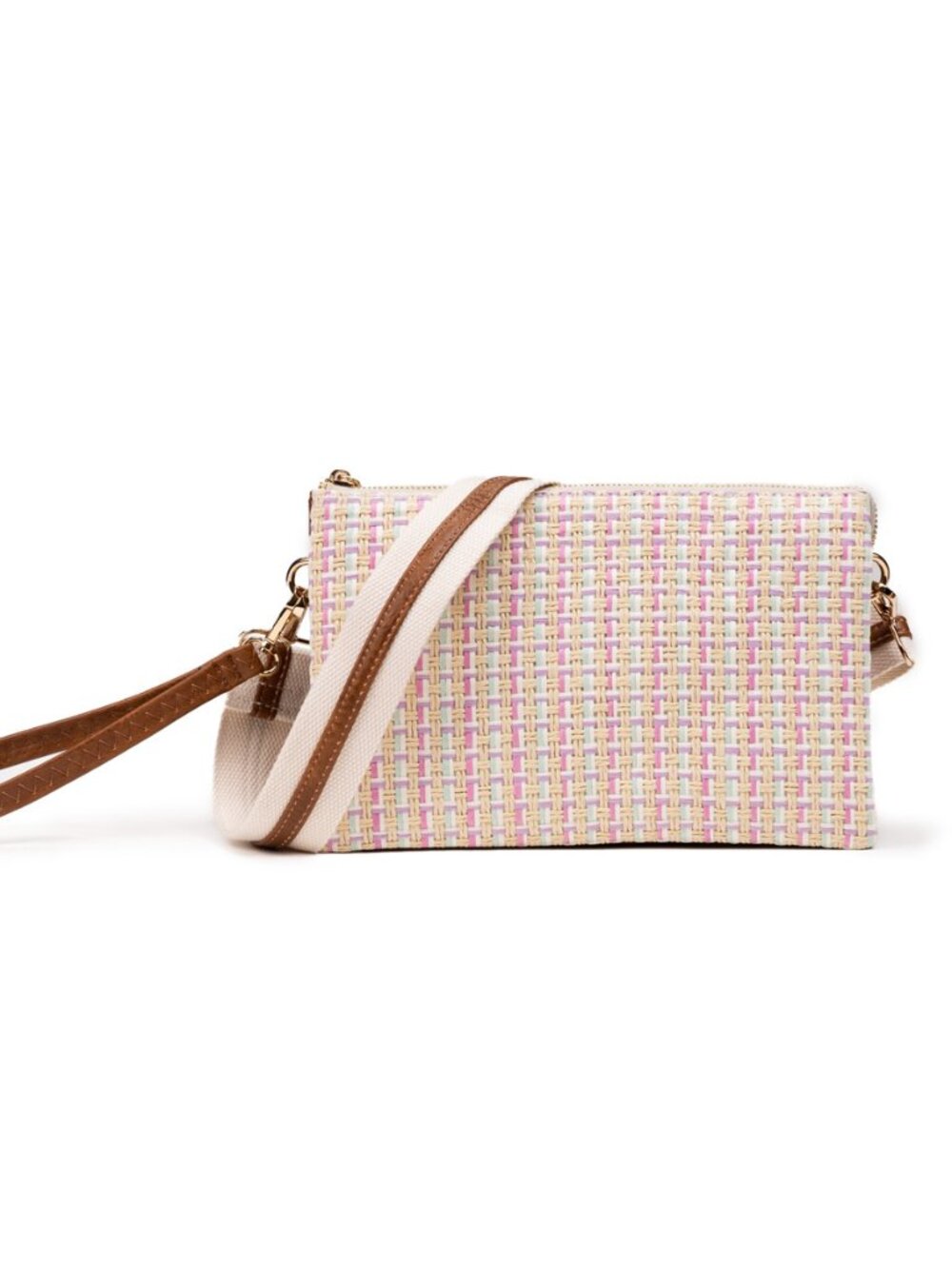 NWT Jen & Co. Izzy Multi Woven 3 Compartment Crossbody Or Wristlet With Guitar S